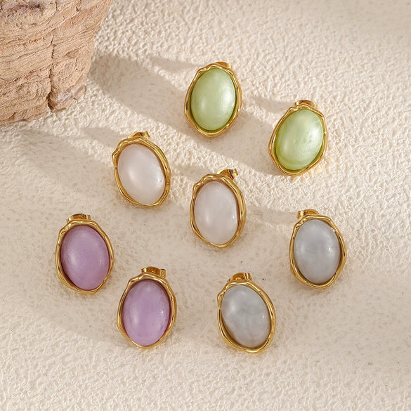Women's Retro Elegant Stainless Steel Geometric Earrings With Electroplating