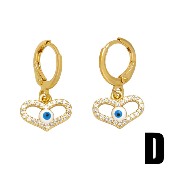 Women's Retro Evil Eye Geometric Copper Earrings