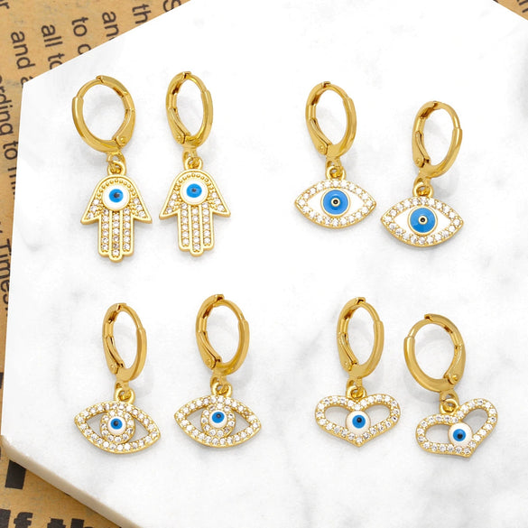 Women's Retro Evil Eye Geometric Copper Earrings