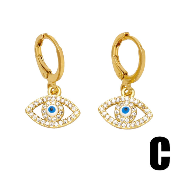 Women's Retro Evil Eye Geometric Copper Earrings