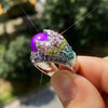 Women's Retro Exaggerated Alloy Geometric Inlaid Crystal Petal Ring