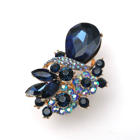 Women's Retro Exaggerated Geometric Flower Open Ring Alloy Diamond Set Fashion Statement Ring