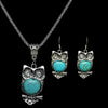 Women's Retro Exaggerated Owl Necklace And Earrings Set Ancient Silver Color Electroplated Alloy Animal Jewelry