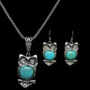 Women's Retro Exaggerated Owl Necklace And Earrings Set Ancient Silver Color Electroplated Alloy Animal Jewelry