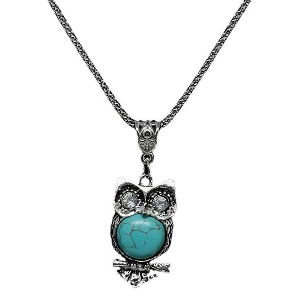 Women's Retro Exaggerated Owl Necklace And Earrings Set Ancient Silver Color Electroplated Alloy Animal Jewelry