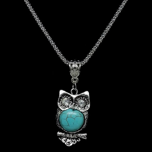 Women's Retro Exaggerated Owl Necklace And Earrings Set Ancient Silver Color Electroplated Alloy Animal Jewelry