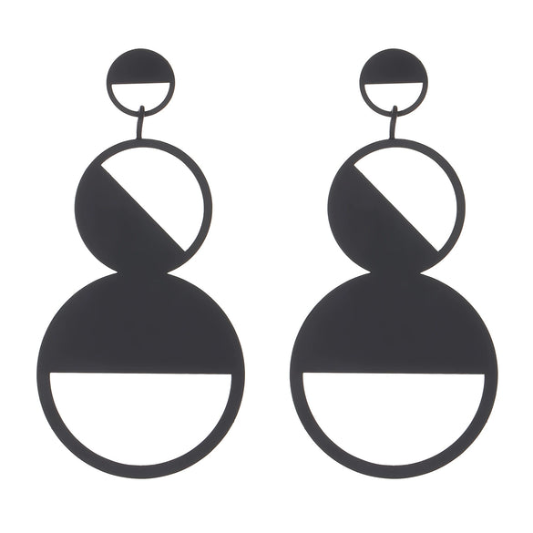 Women's Retro Exaggerated Round Hollow Semicircle Tassel Metal Geometric Electroplated Earrings