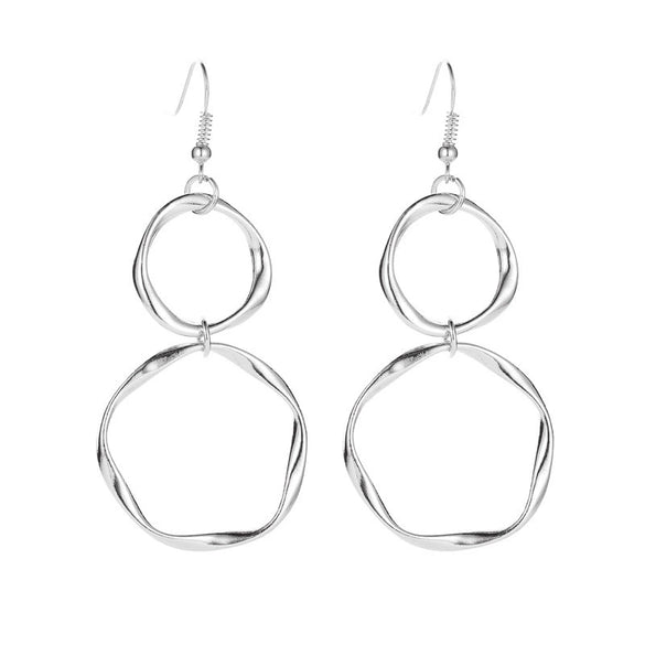 Women's Retro Exaggerated Round Hollow Semicircle Tassel Metal Geometric Electroplated Earrings