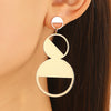 Women's Retro Exaggerated Round Hollow Semicircle Tassel Metal Geometric Electroplated Earrings
