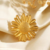 Women's Retro Exaggerated Sunflower Stainless Steel Ring With Vacuum Plating