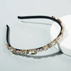 Women's Retro Fabric Headband With Full Rhinestone Diamond Embellishment Thin Edge Baroque Style Hair Accessory