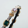 Women's Retro Fabric Headband With Full Rhinestone Diamond Embellishment Thin Edge Baroque Style Hair Accessory