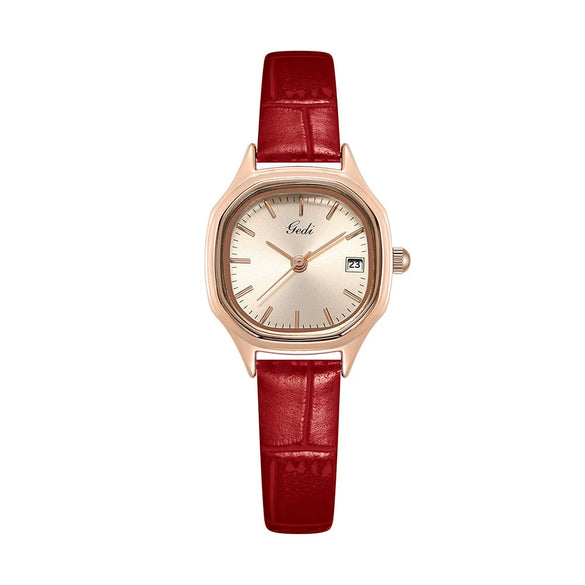 Women's Retro Fashion Alloy Case Pu Strap Square Dial Rose Gold Clasp Watch