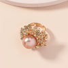 Women's Retro Fashion Alloy Flower Ring With Pearl Inlay Adjustable Open Band Simple Elegant Trendy Statement Jewelry