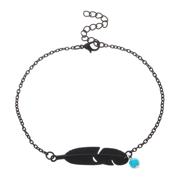 Women's Retro Fashion Hollow Leaf Alloy Feather Anklet
