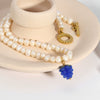 Women's Retro Fashion Necklace With Raspberry Shaped Stainless Steel Pendant Set With Freshwater Pearls
