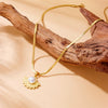 Women's Retro Fashion Round Pearl Fan Feather Accessories Pendant Earrings Ring Necklace Stainless Steel Electroplated