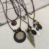 Women's Retro Feather Pendant Necklace Mixed Materials Alloy Leaf Electroplating