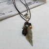 Women's Retro Feather Pendant Necklace Mixed Materials Alloy Leaf Electroplating