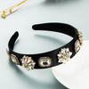 Women’s Retro Floral Rhinestone Glass Crystal Headband With Wide Design And Sparkling Diamond Embellishment