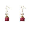 Women's Retro Flower Earrings With Copper Electroplated Handcrafted Dried Rose Design And Zircon Inlay Ear Jewelry