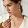 Women's Retro Flower Pendant Necklace With Copper Inlaid Zirconia Long Tassel Fashion Jewelry For Bridal Party Dress