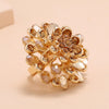 Women's Retro Flower Ring With Crystal And Diamond Accents Adjustable Alloy Statement Ring Elegant Fashion Jewelry
