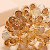 Women's Retro Flower Ring With Crystal And Diamond Accents Adjustable Alloy Statement Ring Elegant Fashion Jewelry