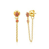 Women's Retro Flower Zircon Tassel Earrings With Silver Needle And Copper U Shaped Geometric Electroplated Design