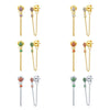 Women's Retro Flower Zircon Tassel Earrings With Silver Needle And Copper U Shaped Geometric Electroplated Design