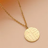 Women's Retro Fortune Character Stainless Steel Necklace With Round Geometric Pendant Electroplated O Chain Short Neck Chain