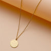 Women's Retro Fortune Character Stainless Steel Necklace With Round Geometric Pendant Electroplated O Chain Short Neck Chain