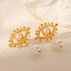 Women's Retro French Style Geometric Pearl Stainless Steel Electroplated Earrings