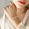 Women's Retro Freshwater Pearl Stitching 316L Stainless Steel Ball Bracelet With Heart Pendant And Electroplating Process