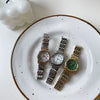 Women's Retro Fritillaria Face Alloy And Steel Belt Quartz Bracelet Watch Leisure Style Green Dial Ordinary Glass Mirror