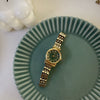 Women's Retro Fritillaria Face Alloy And Steel Belt Quartz Bracelet Watch Leisure Style Green Dial Ordinary Glass Mirror