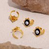 Women's Retro Funny Blue Eyes Ring Titanium Steel Geometric Electroplated