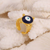 Women's Retro Funny Blue Eyes Ring Titanium Steel Geometric Electroplated