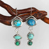Women's Retro Geometric Alloy And Stainless Steel Earrings With Electroplating And Turquoise