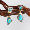 Women's Retro Geometric Alloy And Stainless Steel Earrings With Electroplating And Turquoise