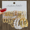 Women's Retro Geometric Alloy Pearl Earrings Set With Electroplating