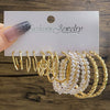 Women's Retro Geometric Alloy Pearl Earrings Set With Electroplating