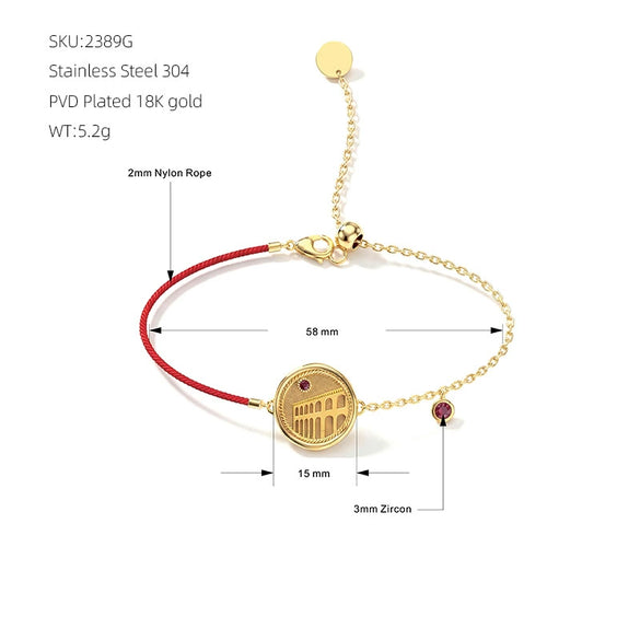 Women's Retro Geometric Architectural Jewelry Set With Embossed Stainless Steel Necklace Earrings Ring And Bracelet