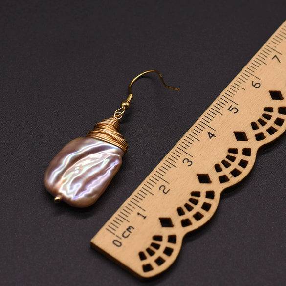 Women's Retro Geometric Baroque Pearl Earrings With Braided Ear Hook Electroplated High Quality Jewelry