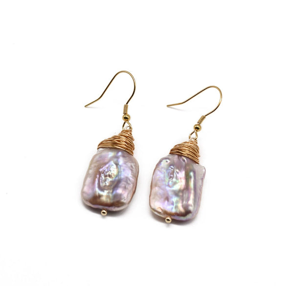 Women's Retro Geometric Baroque Pearl Earrings With Braided Ear Hook Electroplated High Quality Jewelry