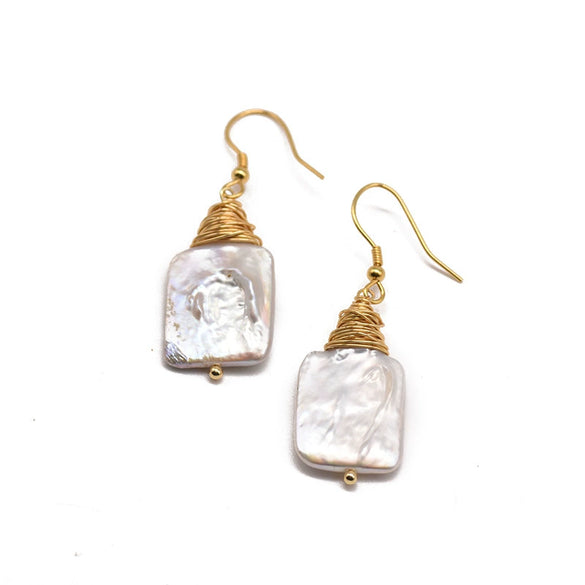 Women's Retro Geometric Baroque Pearl Earrings With Braided Ear Hook Electroplated High Quality Jewelry