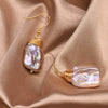 Women's Retro Geometric Baroque Pearl Earrings With Braided Ear Hook Electroplated High Quality Jewelry