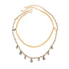 Women's Retro Geometric Beaded Diamond Pendant Necklace With Layered Alloy Chain And Lobster Clasp