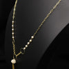 Women's Retro Geometric Beaded Pearl Chain Tassel Necklace With Electroplated Detail Elegant Sweater Chain Jewelry