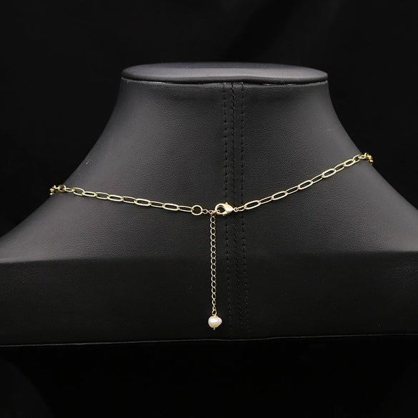 Women's Retro Geometric Beaded Pearl Chain Tassel Necklace With Electroplated Detail Elegant Sweater Chain Jewelry